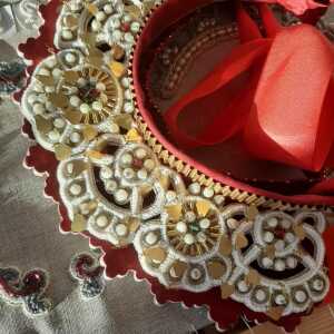 Exclusive author's work "Vologda wedding crown, XIX century" with a crosspiece